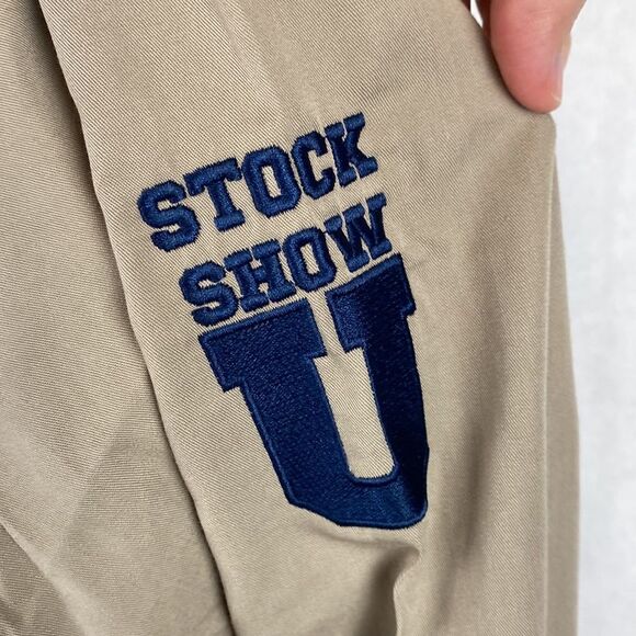 NEW Stock Show U Button Down Shirt Size Large Khaki Tan Black BAW Athletic Wear - Picture 3 of 7